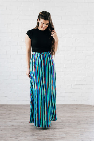 Donna Chiffon A Line Maxi Skirt Blue