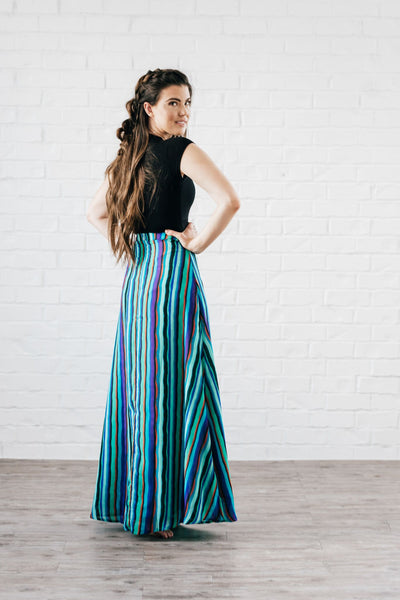 Donna Chiffon A Line Maxi Skirt Blue